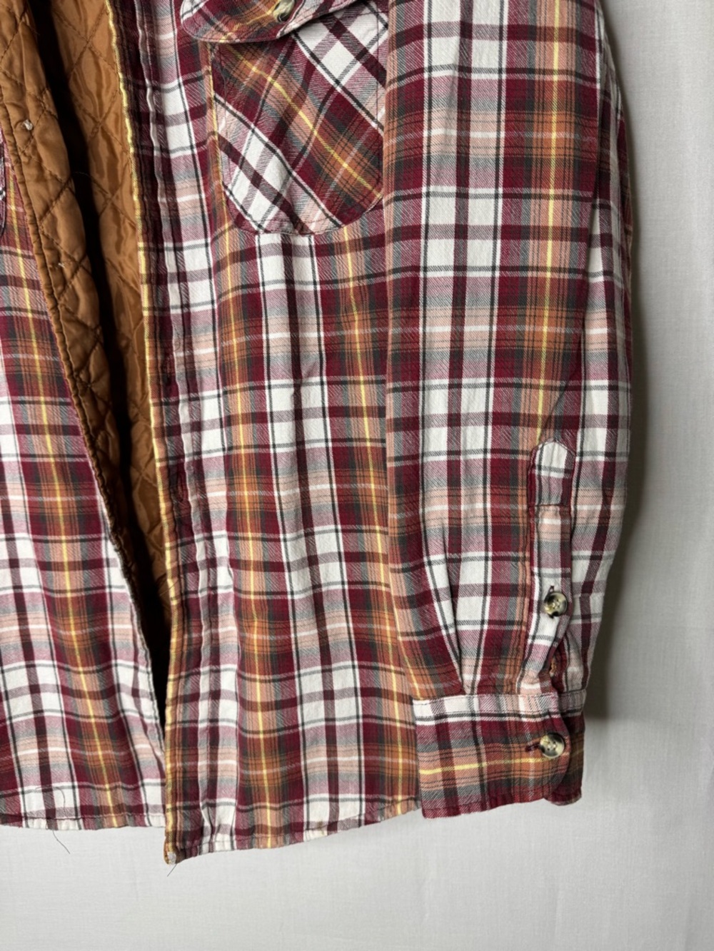 Vintage Cold Storage Plaid Jacket Shacket Sz L Quilted Lining Chore Barn Grunge - Picture 2 of 13